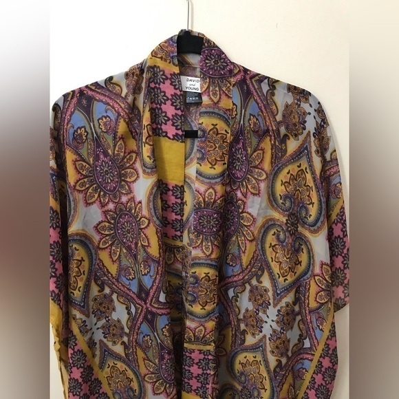 David And Young Womens Semi Sheer Paisley Print Flowy Lightweight Kimono Size OS - Picture 5 of 15